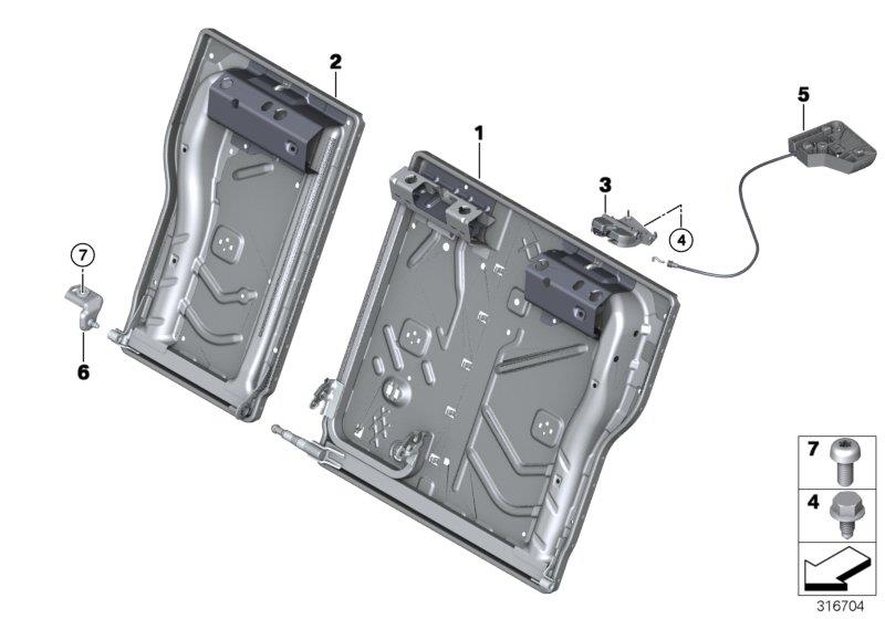 Diagram Seat, rear, seat frame, base seat for your BMW