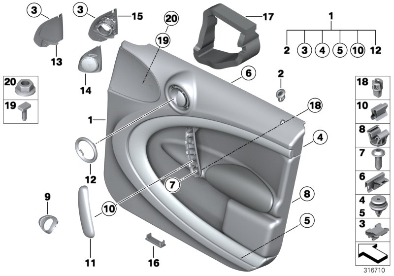 Diagram Door trim panel, front for your MINI