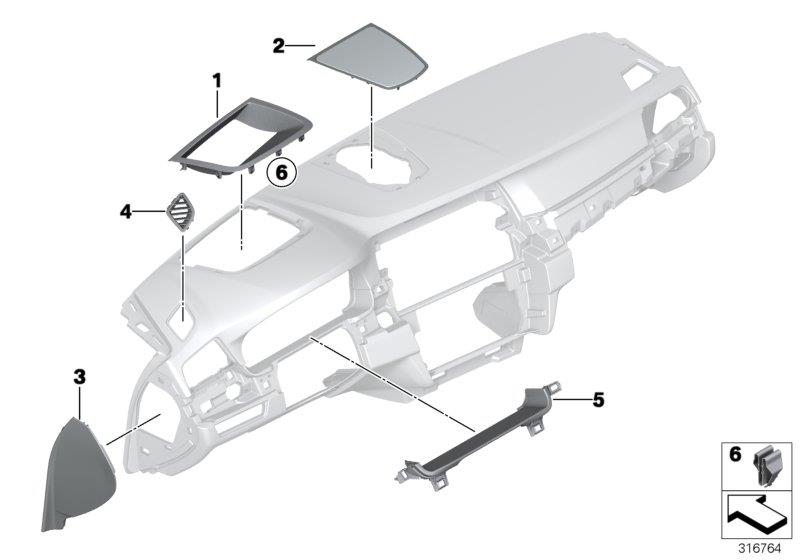 Diagram Mounting parts, I-panel, top for your 1988 BMW M6   