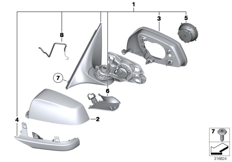 Diagram Outside mirror for your 2014 BMW M6   