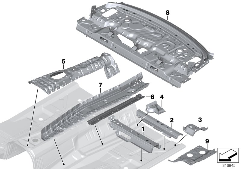 Diagram Partition trunk/Floor parts for your 2014 BMW M6   