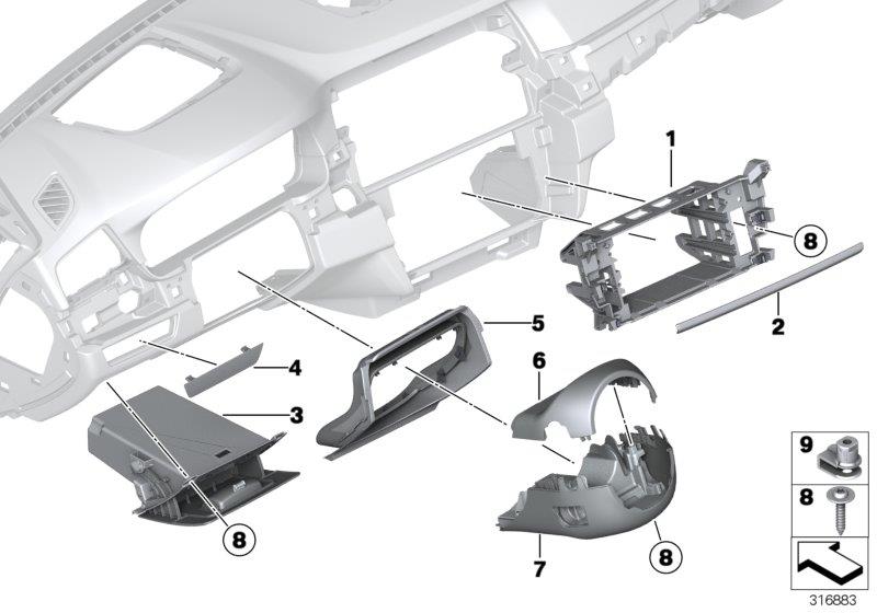 Diagram Mounting parts, I-panel, bottom for your 2007 BMW M6   