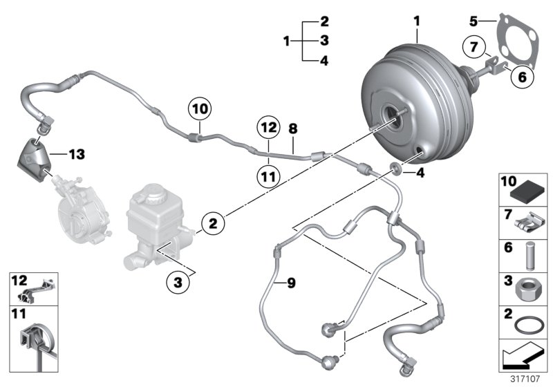Diagram Power brake unit depression for your 2007 BMW Alpina B7   
