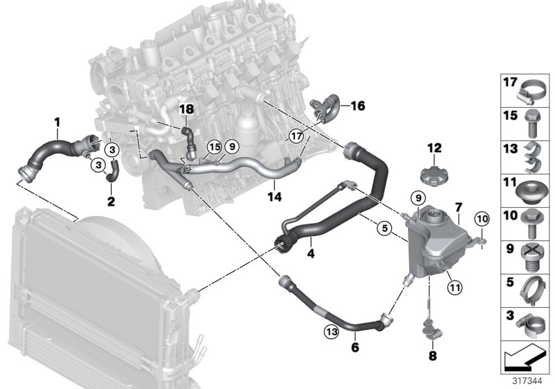 Diagram Cooling system coolant hoses for your 2021 BMW M550iX   