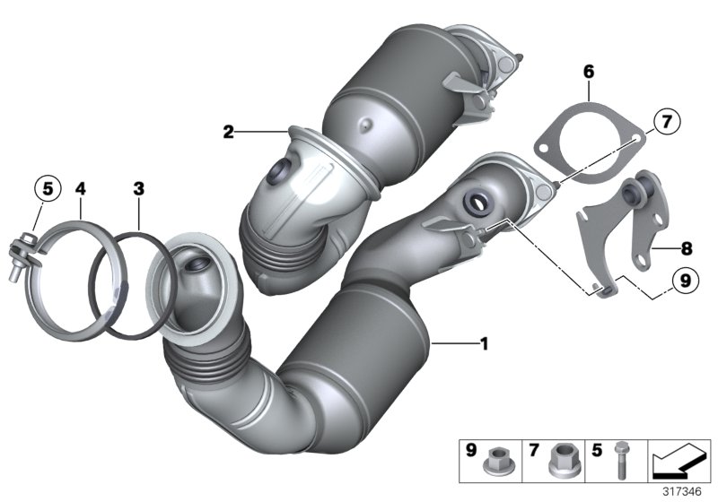 Diagram Engine-side catalytic converter for your 1996 BMW M3   