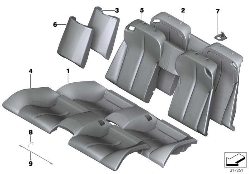 Diagram Seat rear, upholstery & cover base seat for your 2014 BMW M6   