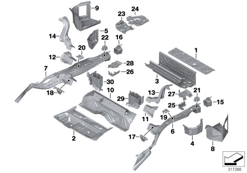 Diagram Mounting parts for trunk floor panel for your BMW M240i  