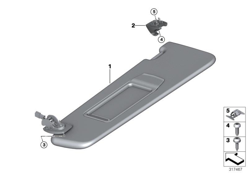 Diagram Sun visors for your 2014 BMW Hybrid 5   