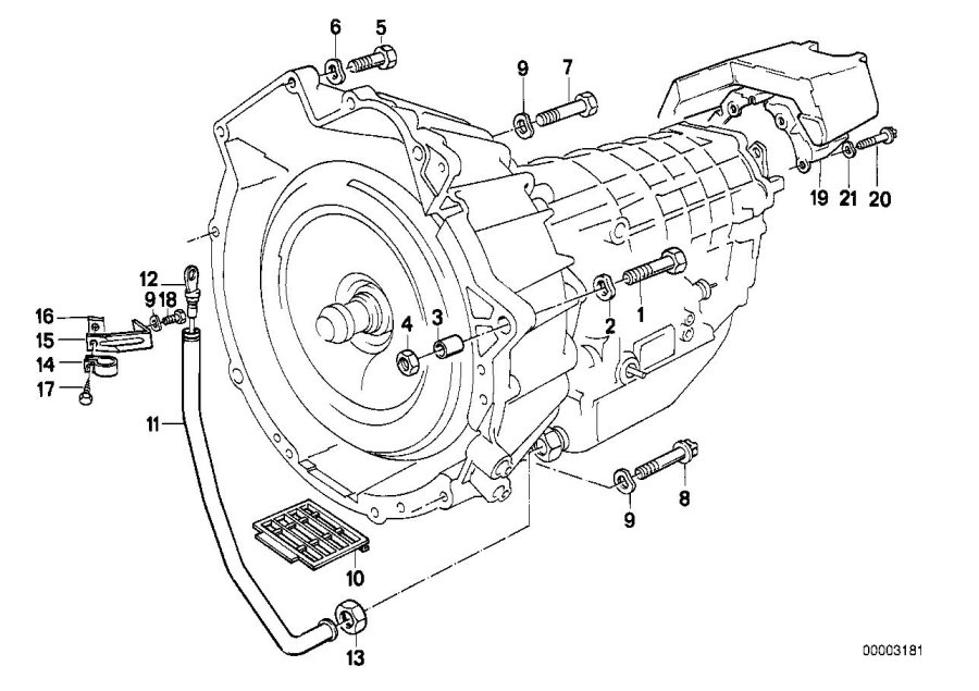 Diagram Gearbox mounting parts for your 1978 BMW 320i   