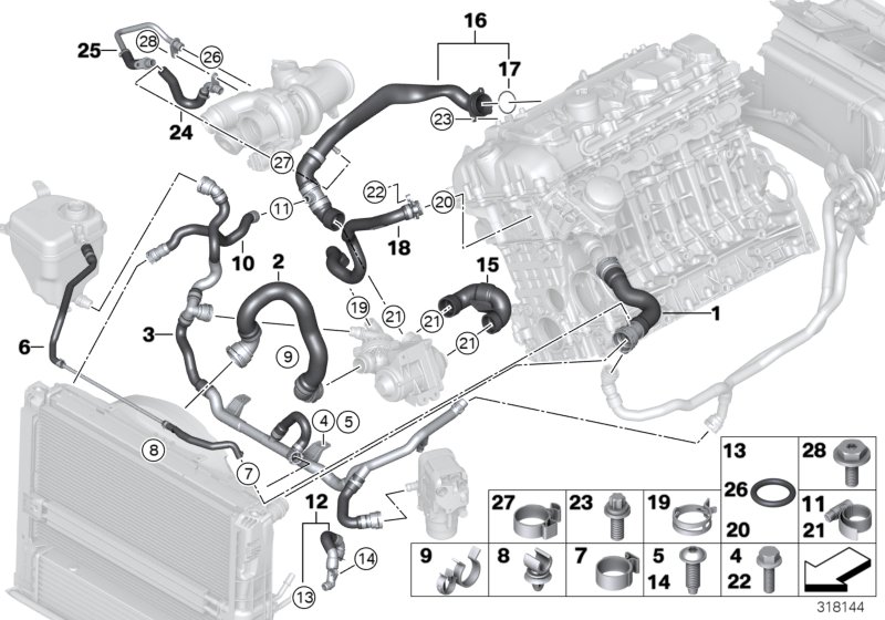 Diagram Cooling system coolant hoses for your 2007 BMW 535xi   