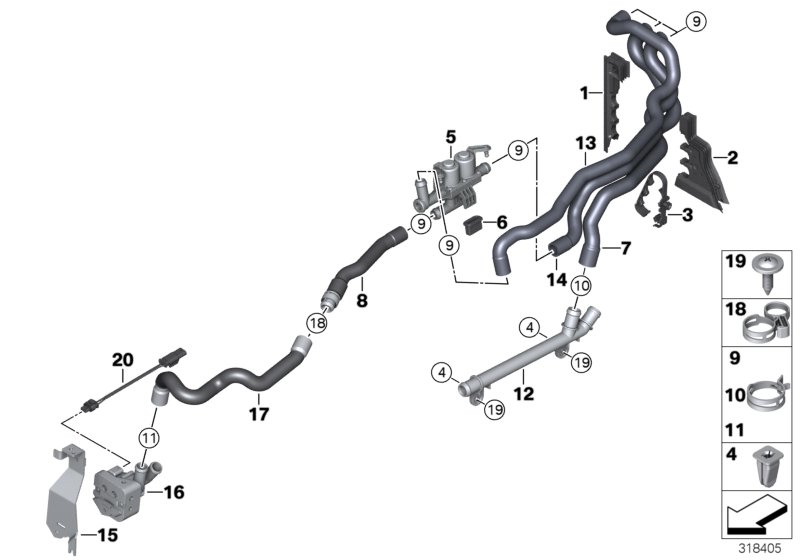 Diagram Cooling water hoses for your 2007 BMW 325xi   