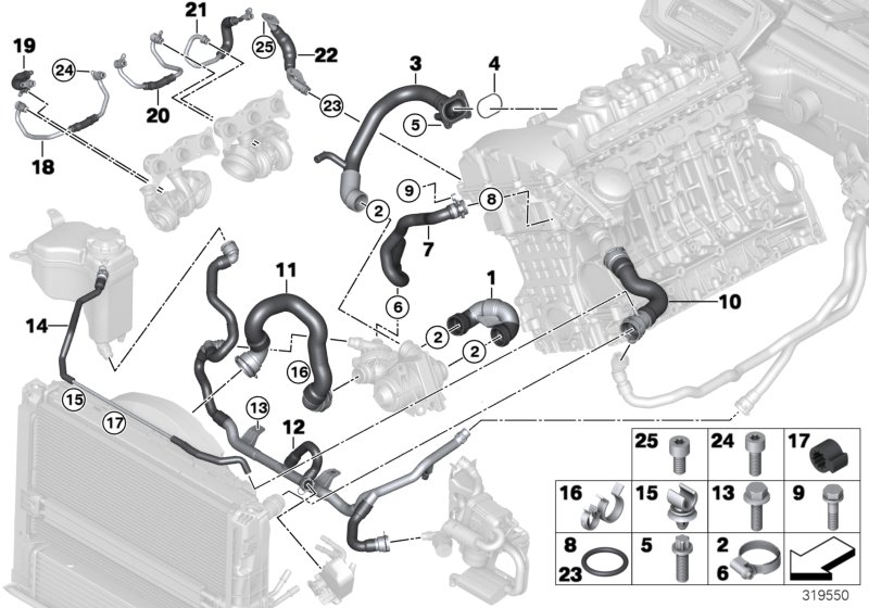 Diagram Cooling system coolant hoses for your 2010 BMW 335xi   