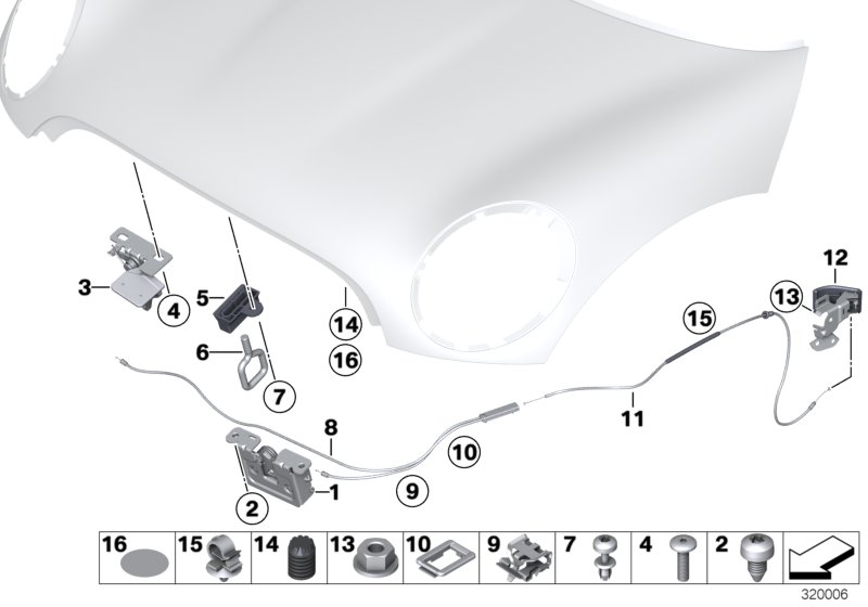 Diagram Front hatch / locking system for your MINI Clubman  