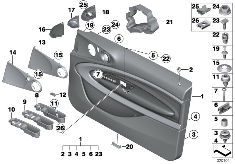 Diagram Door trim panel, front for your MINI