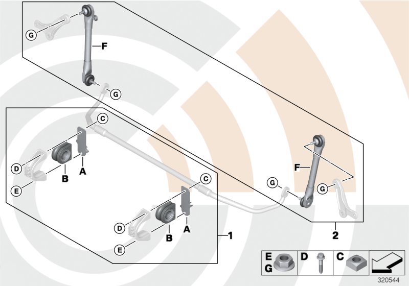 Diagram Repair kits, anti-roll bar, front for your BMW 545i  