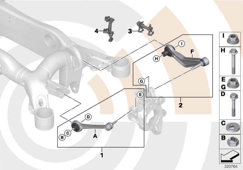 Diagram Repair kits for guide rod, wishbone for your BMW