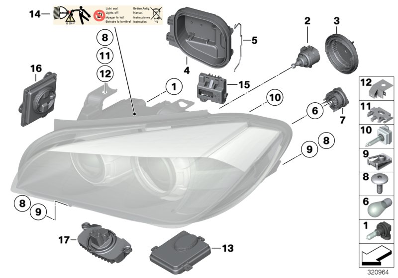 Diagram Single components f headlight Xenon/ALC for your BMW X1  