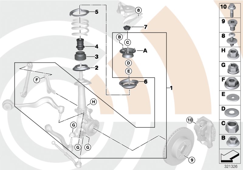 Diagram Repair kit for support bearing for your BMW