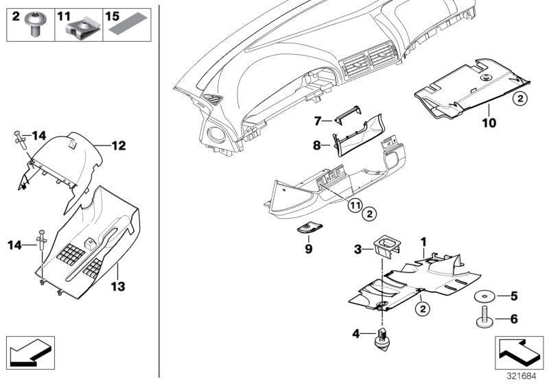 Diagram Instrument carrier / mounting parts for your 1998 BMW 540iP   