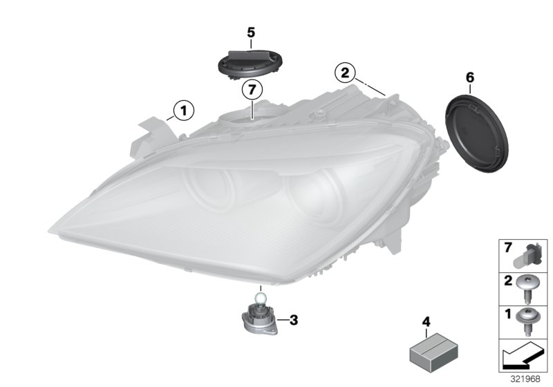 Diagram Single components for headlight for your BMW