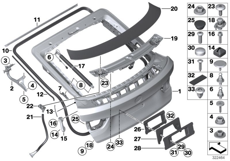 Diagram Trunk lid for your BMW 440iX  