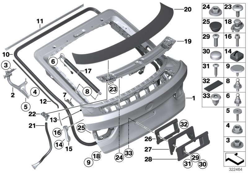 Diagram Trunk lid for your BMW