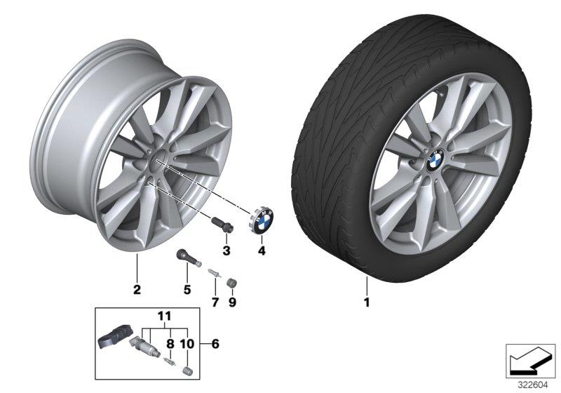 Diagram BMW LA wheel Double Spoke 446 - 18"" for your 2018 BMW X5  35dX 