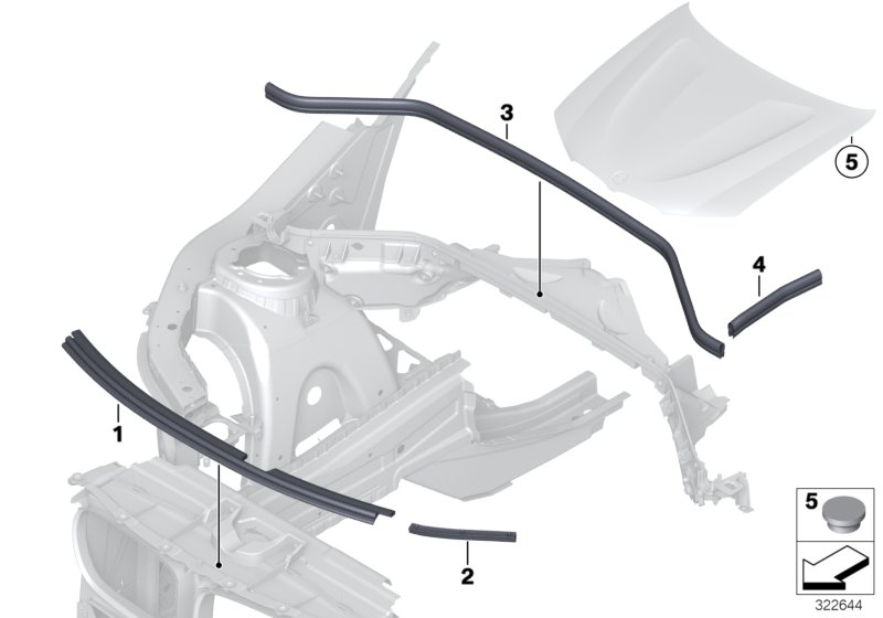 Diagram Hood seals for your BMW