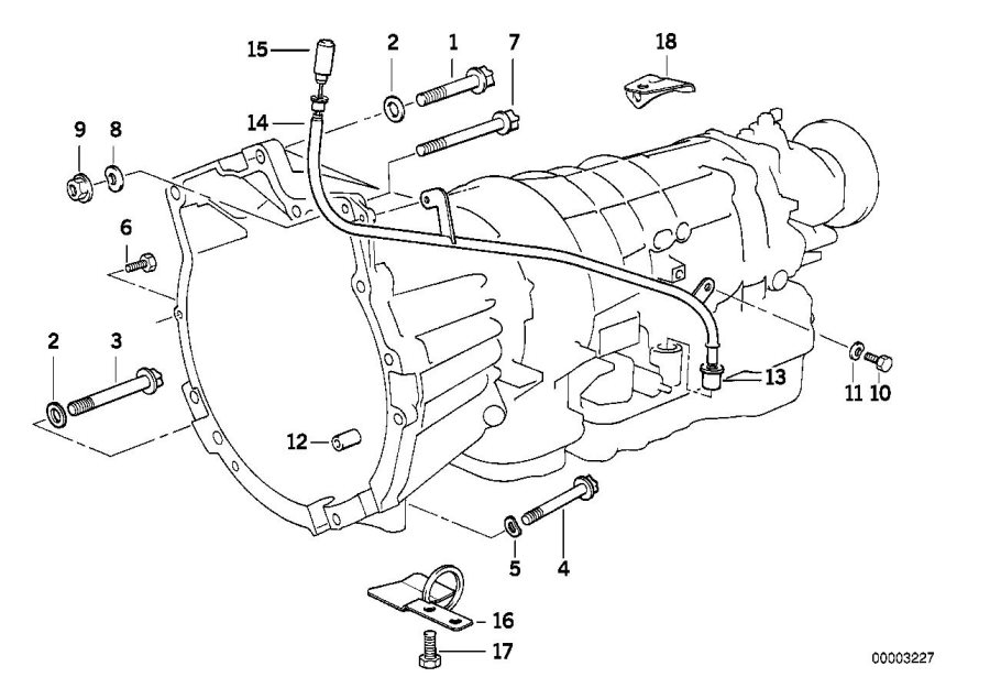 Diagram Gearbox mounting parts for your 1996 BMW