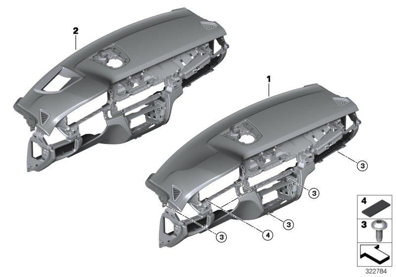 Diagram Trim panel dashboard for your 2017 BMW 530e   