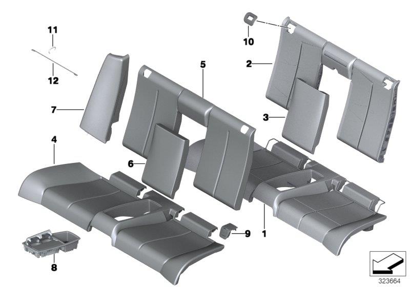 Diagram Seat rear, upholstery & cover base seat for your 2014 BMW 535d   