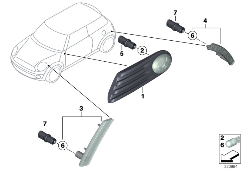 Diagram Turn signal/side marker light for your MINI