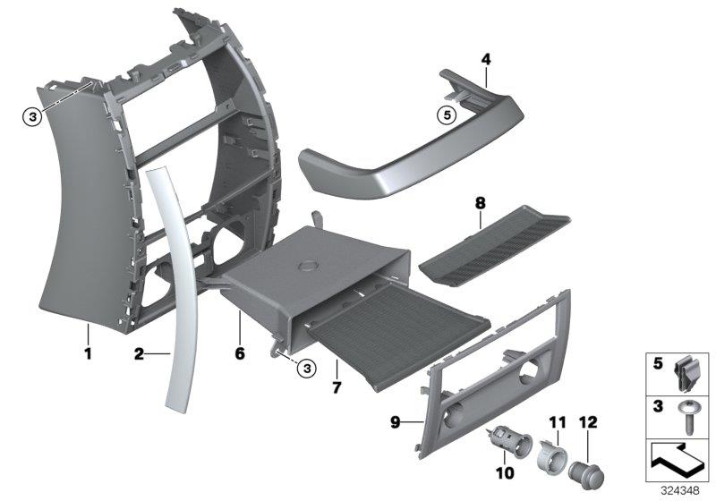 Diagram Mounting parts, center console, rear for your 2006 BMW 530i   