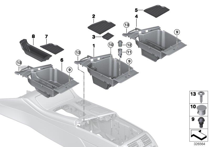 Diagram Storage tray, center console for your 2007 BMW X3   