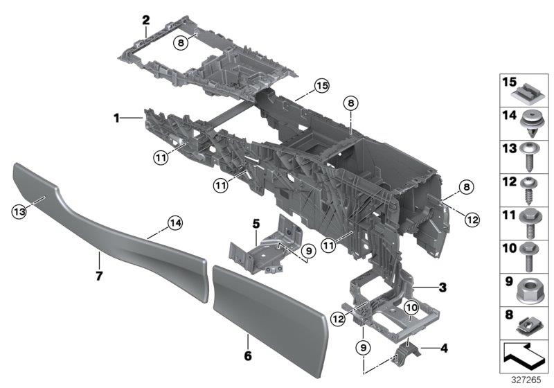 Diagram Mount, center console for your BMW