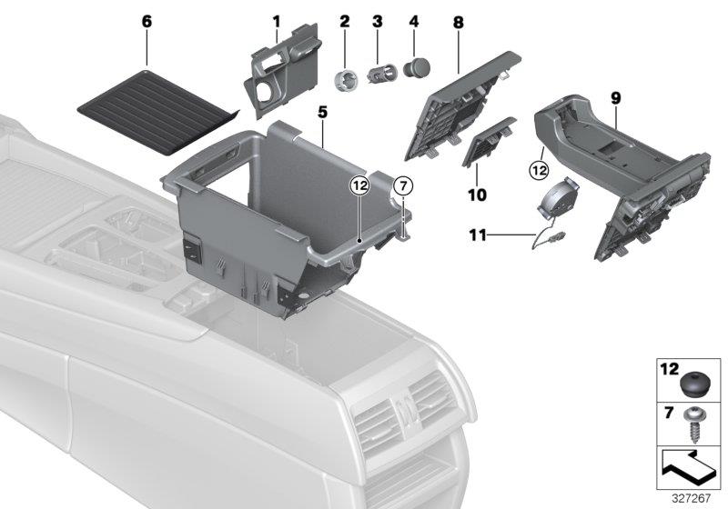 Diagram Storage tray, center console for your 2018 BMW X5  M 