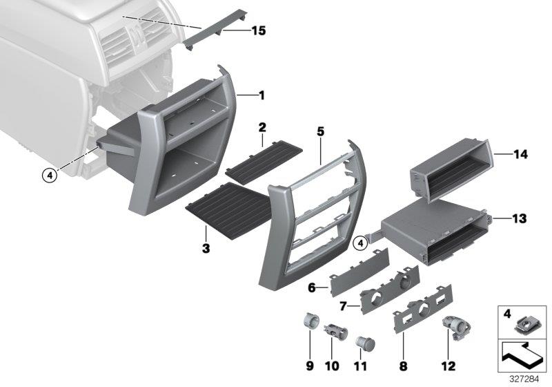 Diagram Mounting parts, center console, rear for your 2013 BMW X5   