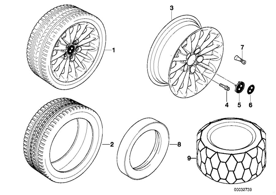 Le diagramme Jante à rayons radial (Styl. 48) pour votre BMW