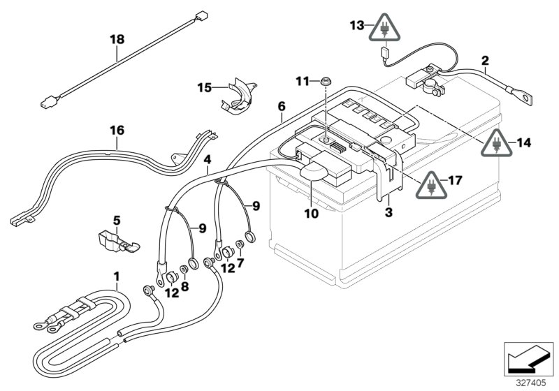 Le diagramme Câble batterie/répartiteur électrique ar pour votre BMW