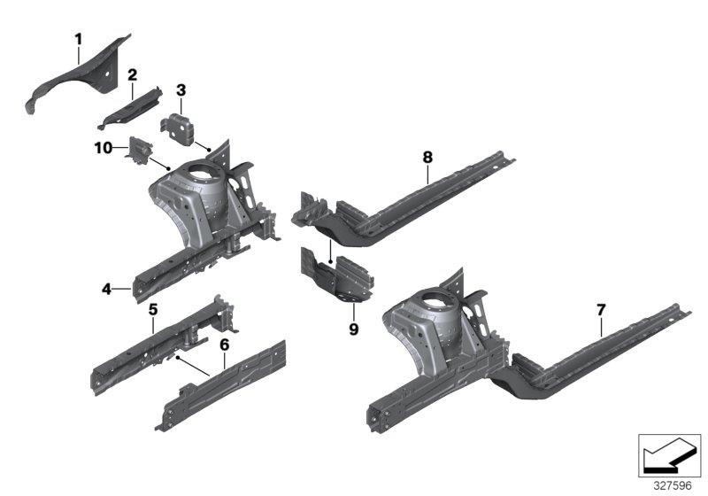 Diagram WHEELHOUSE/ENGINE SUPPORT for your MINI