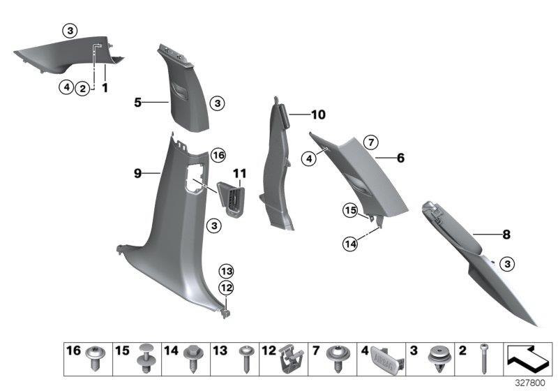 Diagram Trim panel A- / B- / C- / D-Column for your 2018 BMW M6   