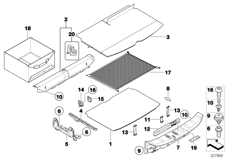 Diagram Trim panel, trunk floor for your MINI