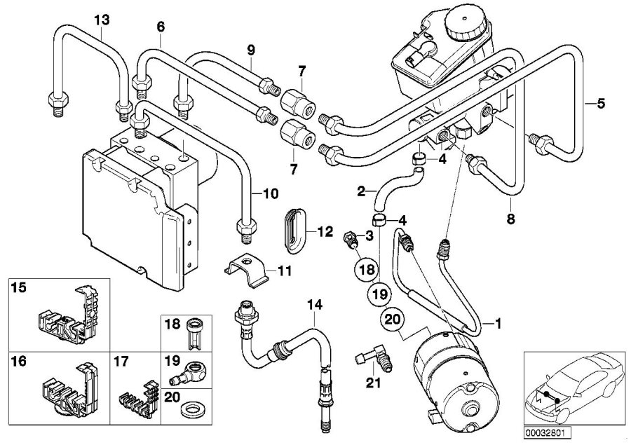 Diagram Front brake pipe, dsc for your 1998 BMW 328i Sedan Automatic 