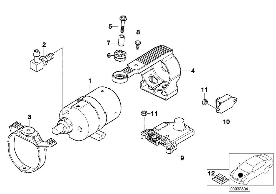 Diagram Dsc COMPRESSOR/SENORS/MOUNTING parts for your BMW X2  