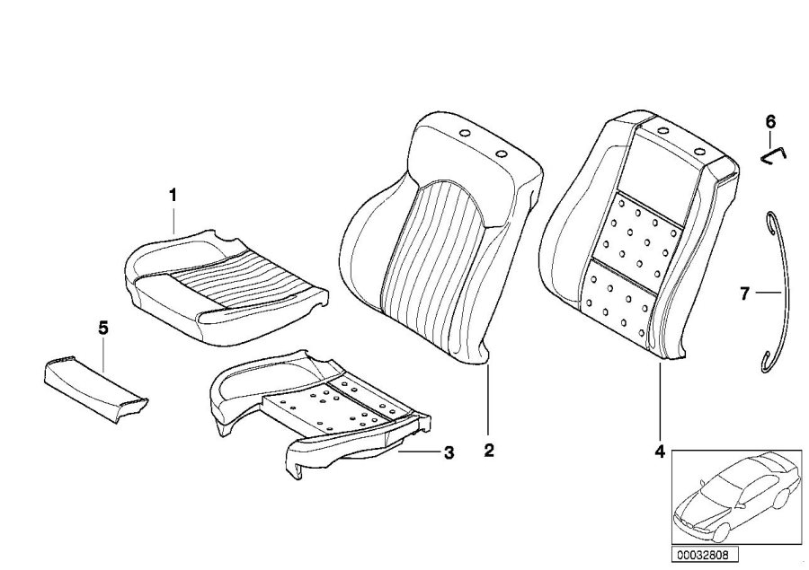 Diagram Seat, front, uphlstry, cover, Sport seat for your 2023 BMW X3  30eX 