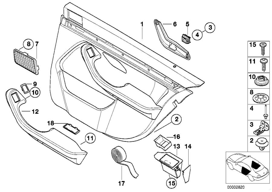 Diagram Door trim panel, leather, rear for your 1995 BMW