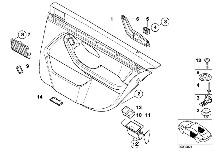 Diagram Rr door trim,cloth/leatherette,side airb for your 2012 BMW M6   