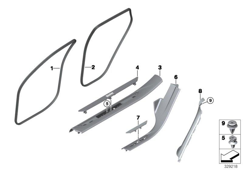 Diagram Edge protector / Trim for entry for your 2018 BMW M6   