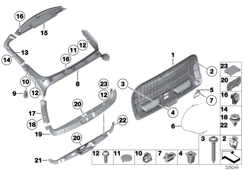 Diagram TRUNK LID TRIM PANEL for your BMW