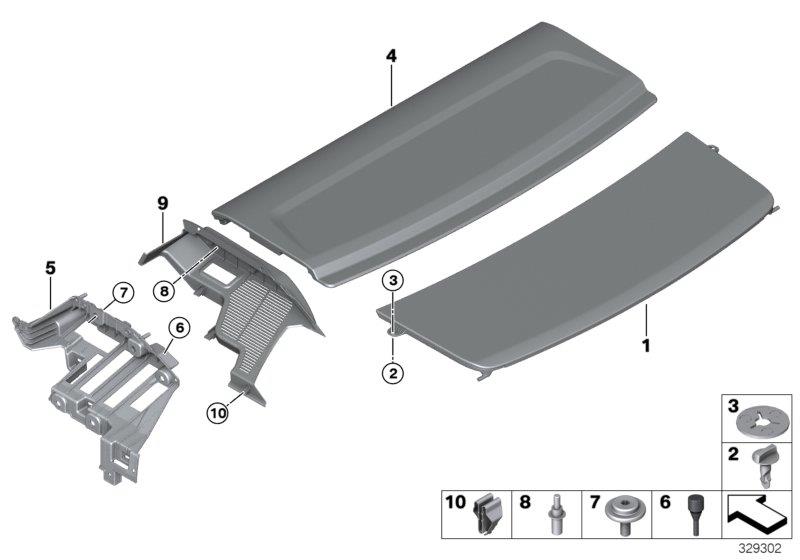 Diagram REAR WINDOW SHELF for your 1988 BMW M6   